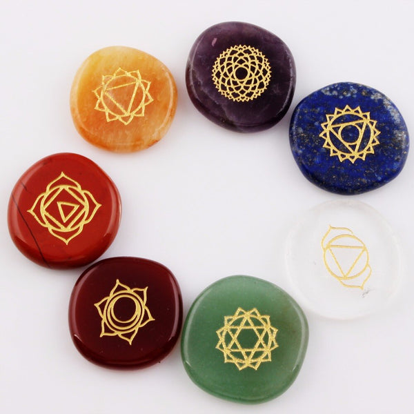 Chakra Symbols Crystal Palm Stones-ToShay.org