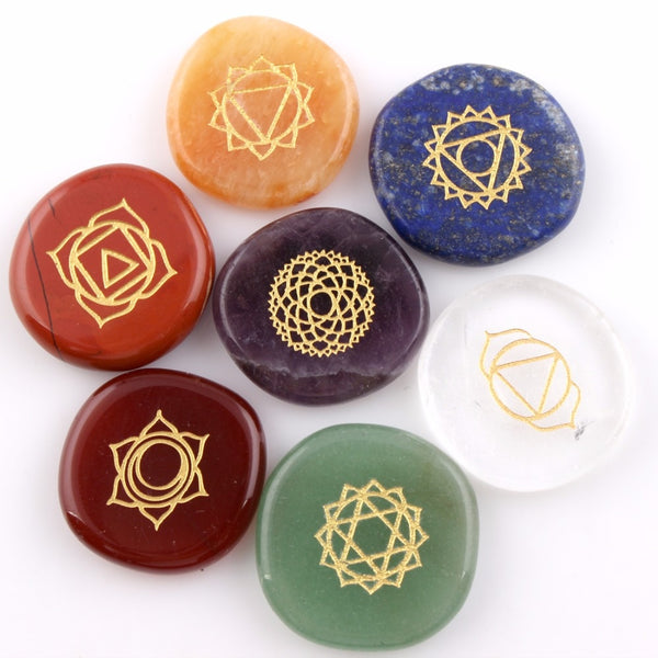 Chakra Symbols Crystal Palm Stones-ToShay.org