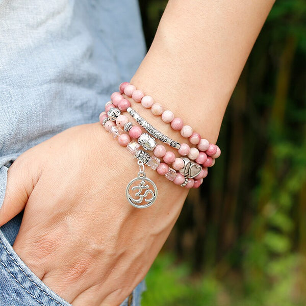 Pink Rhodochrosite Mala Beads-ToShay.org