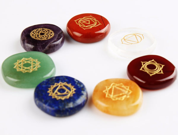 Chakra Symbols Crystal Palm Stones-ToShay.org