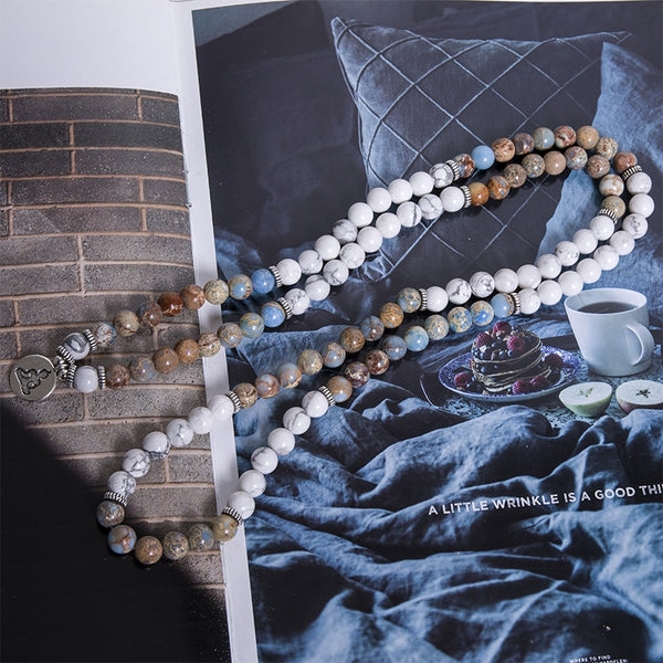 White Howlite Mala Beads-ToShay.org