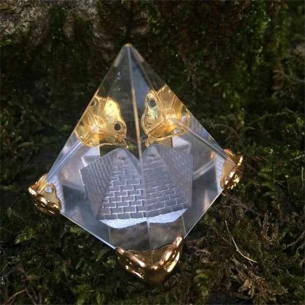 Clear Crystal Enclosed Pyramid-ToShay.org