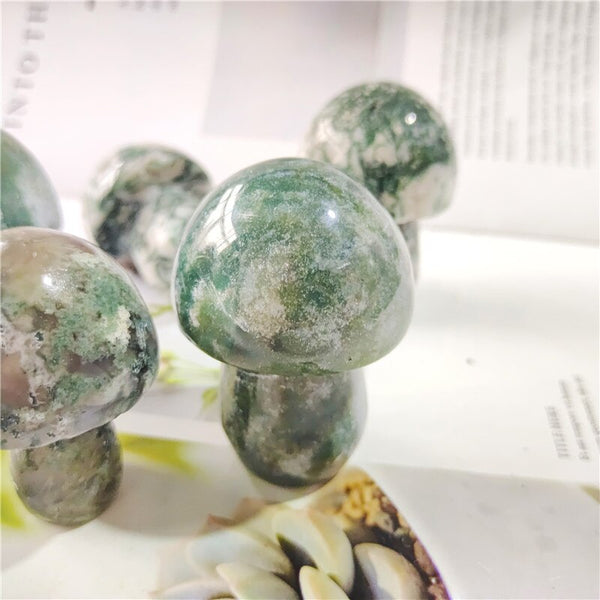 Green Moss Agate Mushroom-ToShay.org