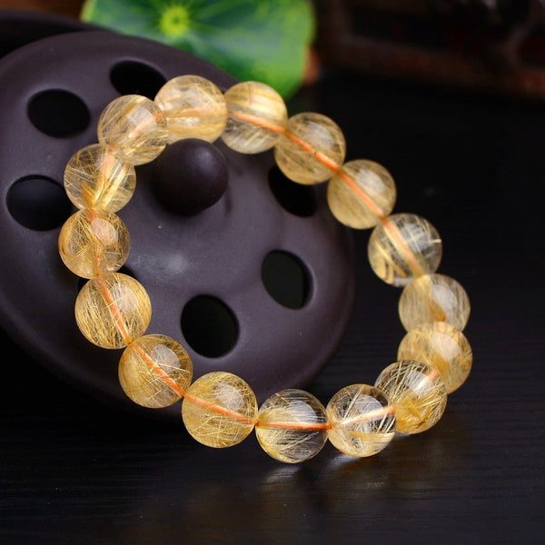 Gold Rutilated Quartz Bracelet-ToShay.org