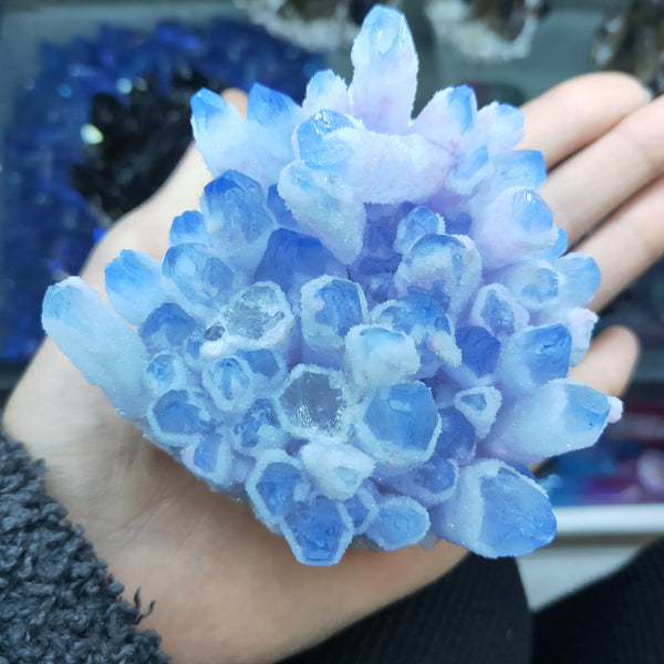 Blue Ghost Phantom Quartz Crystal Cluster-ToShay.org