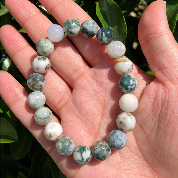 Green Tree Agate Bead Bracelet-ToShay.org