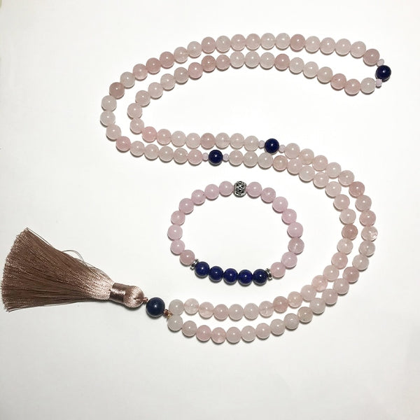 Pink Rose Quartz Mala Beads-ToShay.org