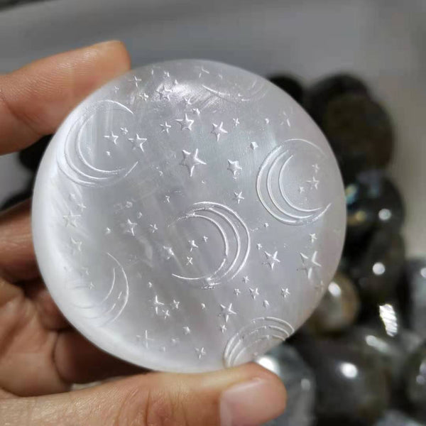 White Selenite Sky Plate-ToShay.org