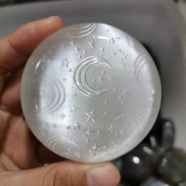 White Selenite Sky Plate-ToShay.org