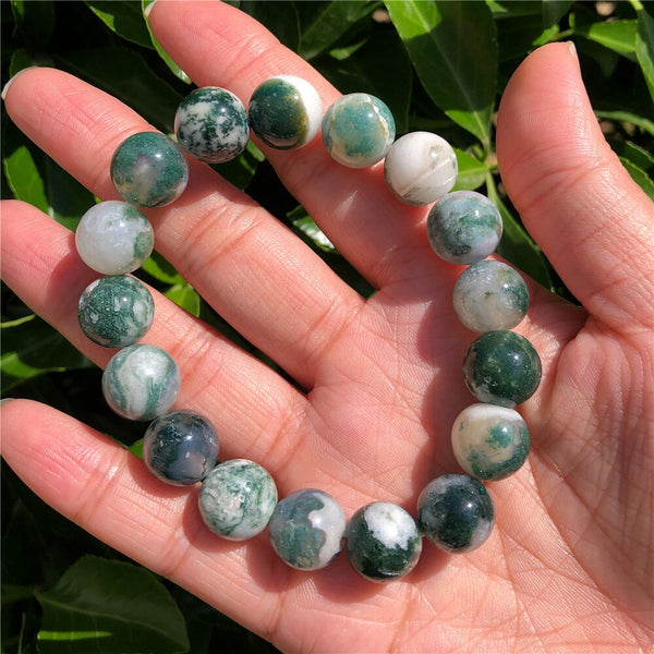 Green Tree Agate Bead Bracelet-ToShay.org