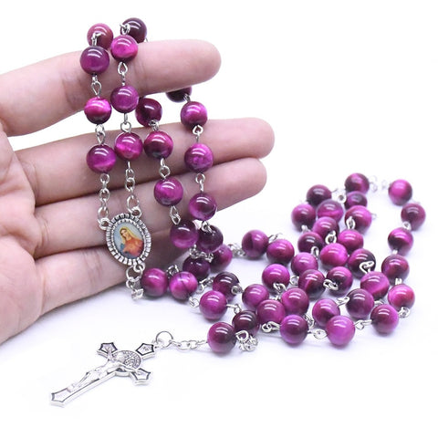 Plum Red Tiger Eye Rosary-ToShay.org