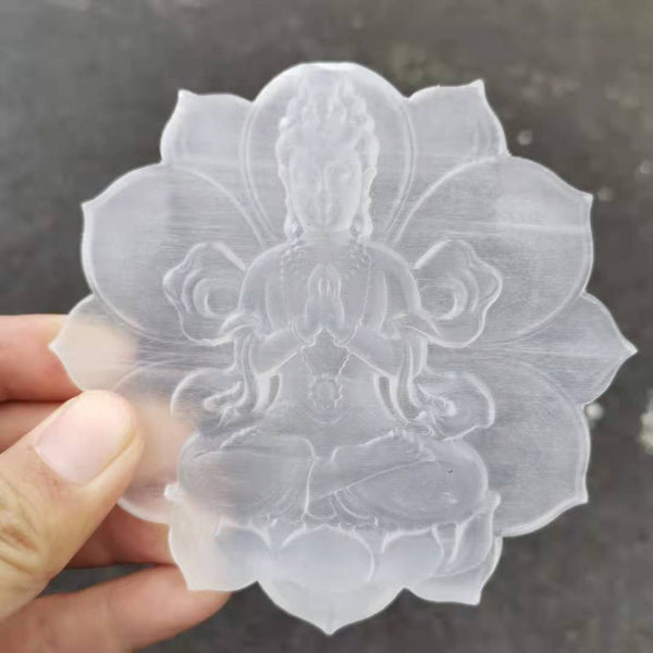 Selenite Buddha Plate-ToShay.org