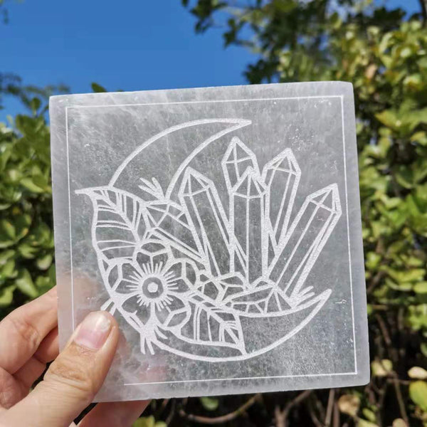 White Selenite Crystal Plate-ToShay.org