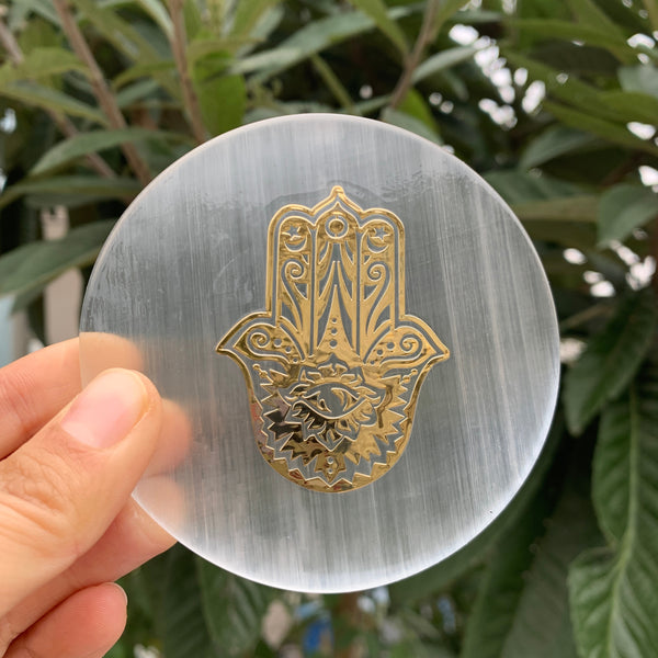 White Selenite Flower Plate-ToShay.org