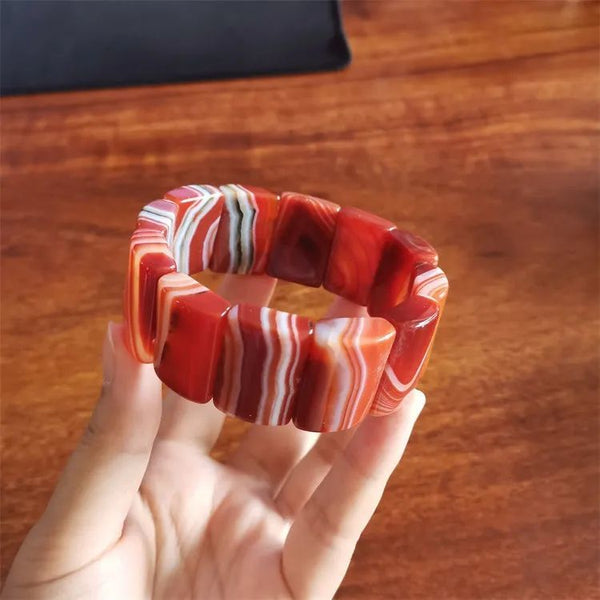 Orange Stripe Agate Bracelets-ToShay.org