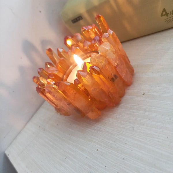 Orange Crystal Candle Holders-ToShay.org