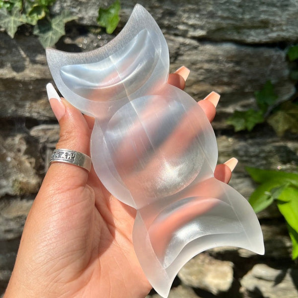 White Selenite Moon Bowls-ToShay.org