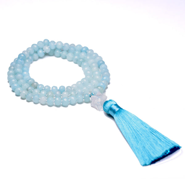 Blue Aquamarine Mala Beads-ToShay.org