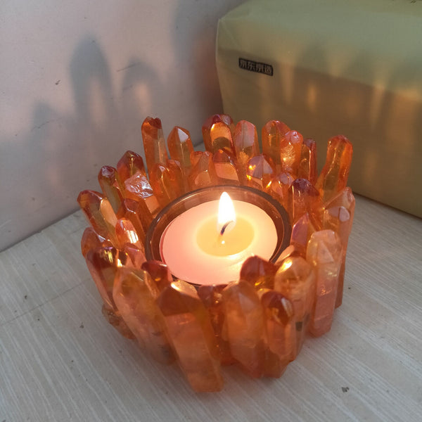 Orange Crystal Candle Holders-ToShay.org