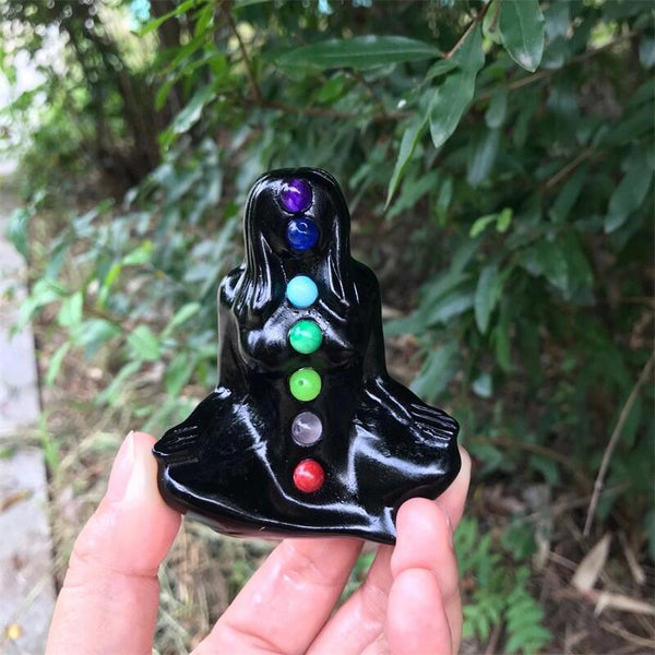 Black Obsidian Chakra Statue-ToShay.org