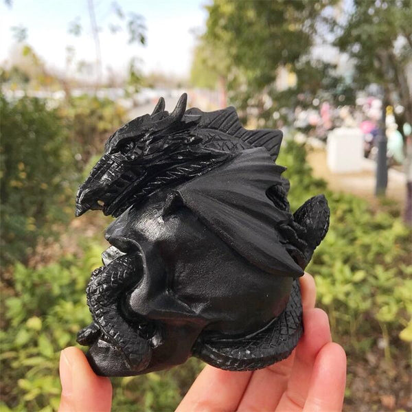 Black Obsidian Dragon Skull-ToShay.org