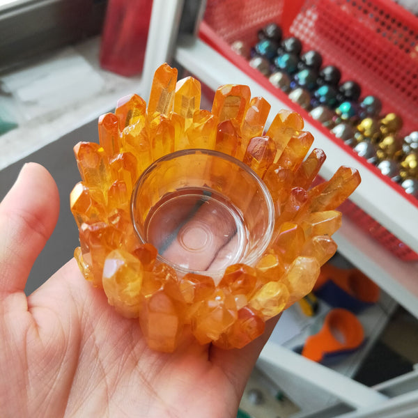 Orange Crystal Candle Holders-ToShay.org