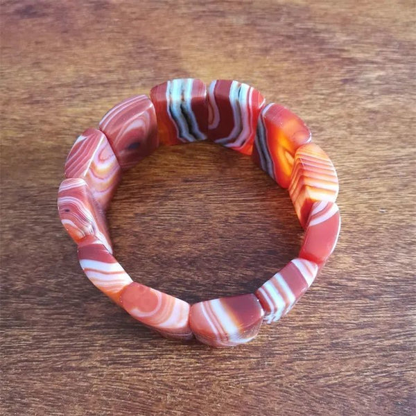 Orange Stripe Agate Bracelets-ToShay.org