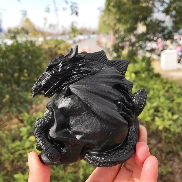 Black Obsidian Dragon Skull-ToShay.org