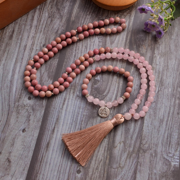 Pink Rhodochrosite Mala Beads-ToShay.org