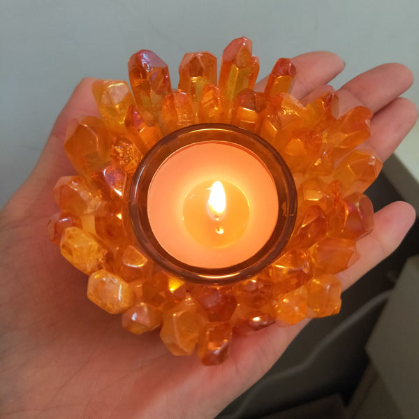 Orange Crystal Candle Holders-ToShay.org