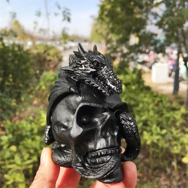 Black Obsidian Dragon Skull-ToShay.org