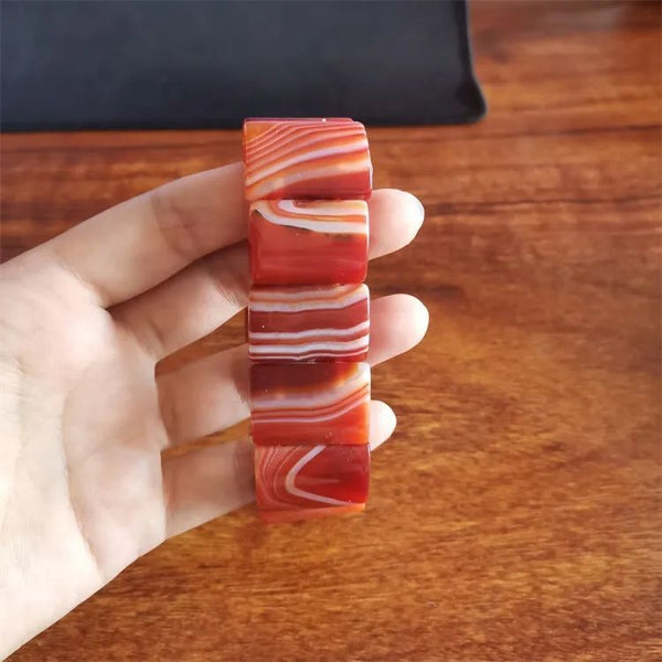 Orange Stripe Agate Bracelets-ToShay.org