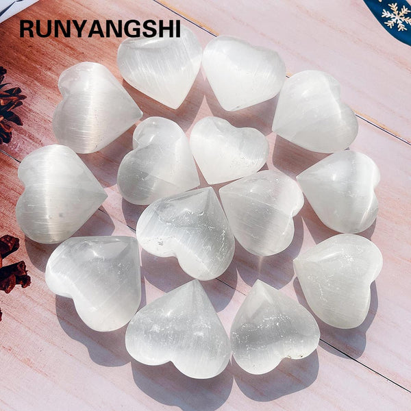 White Selenite Crystal Hearts-ToShay.org