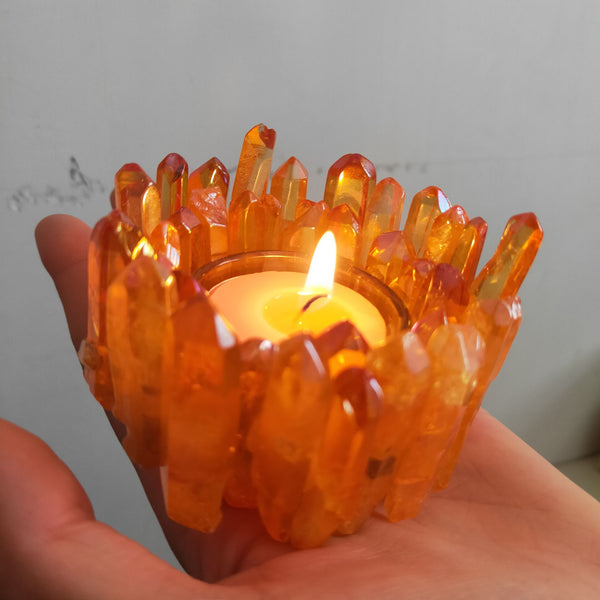 Orange Crystal Candle Holders-ToShay.org