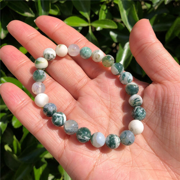 Green Tree Agate Bead Bracelet-ToShay.org