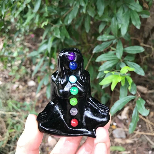 Black Obsidian Chakra Statue-ToShay.org