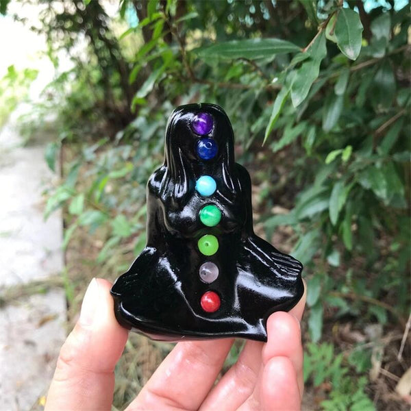 Black Obsidian Chakra Statue-ToShay.org