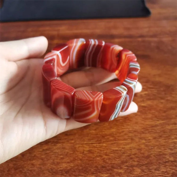 Orange Stripe Agate Bracelets-ToShay.org