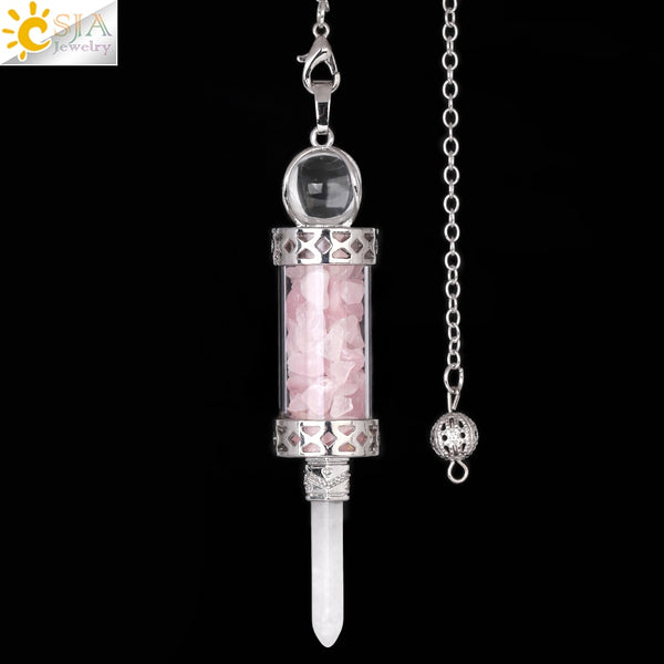 Mixed Crystal Wishing Bottle Pendulum-ToShay.org