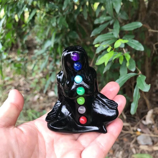 Black Obsidian Chakra Statue-ToShay.org