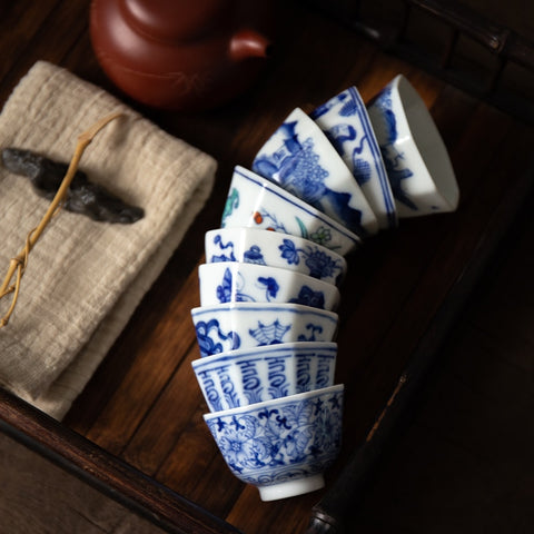 Blue White Ceramic Tea Cups-ToShay.org