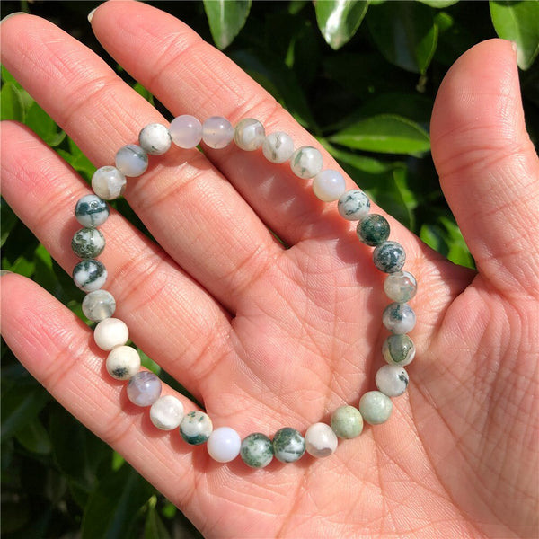 Green Tree Agate Bead Bracelet-ToShay.org