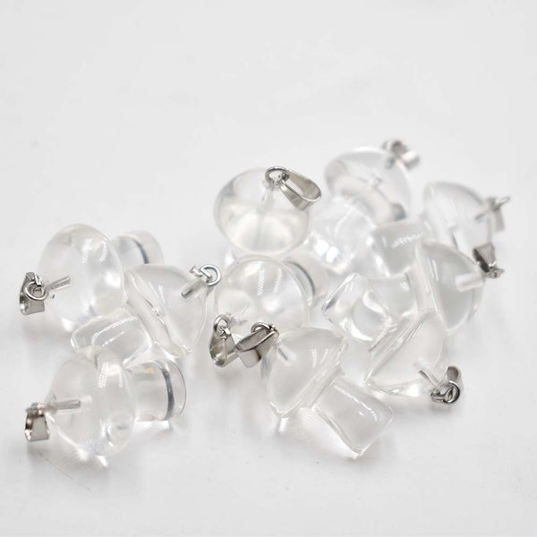 Clear Crystal Mushroom Pendants-ToShay.org