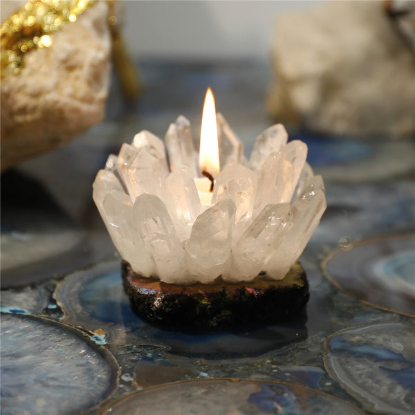 White Crystal Tealight Holder-ToShay.org