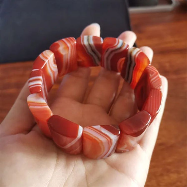 Orange Stripe Agate Bracelets-ToShay.org