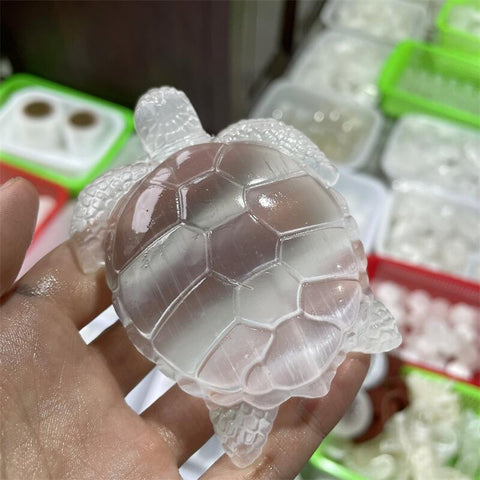 White Selenite Crystal Tortoise-ToShay.org