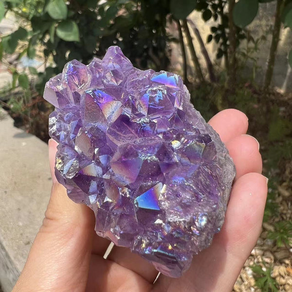 Purple Amethyst Aura Crystal Cluster-ToShay.org