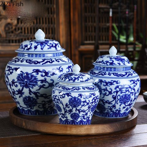 Blue White Porcelain Tea Caddy-ToShay.org