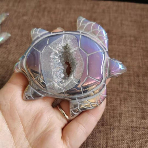 Purple Aura Agate Geode Turtle-ToShay.org