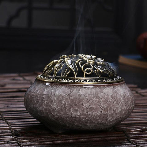 Crackled Glazed Incense Burner-ToShay.org